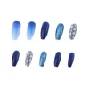 Women 3d Acrylic Black White Grid Artificial Snake Skin Patter Finger Nails Tips