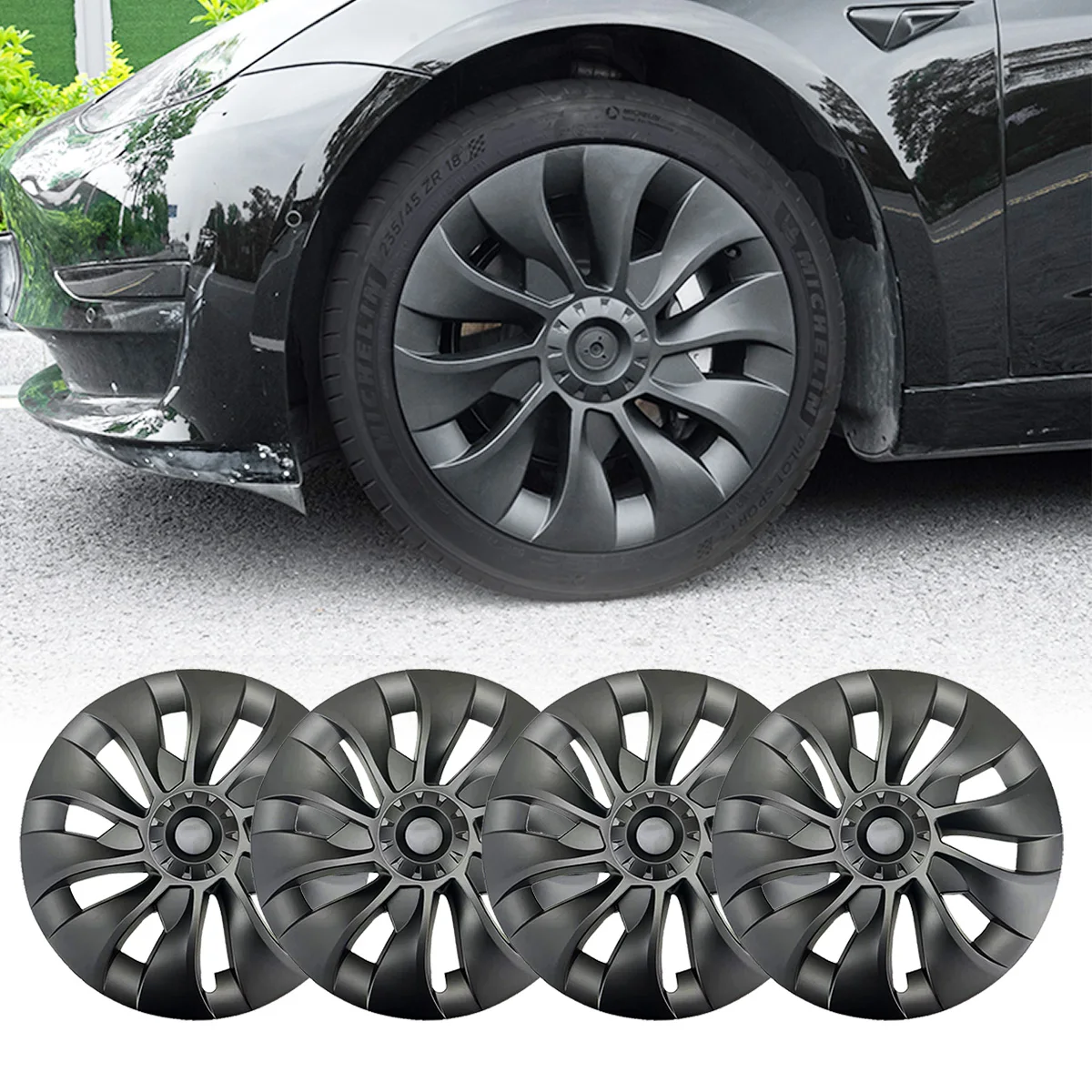 4pcs 18 Inch Hub Cap For Tesla Model 3 2021 2018-2023 Car Replacement ...