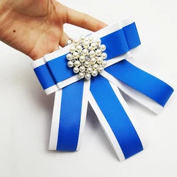 Luxury Crystal Pearl Designer Fabric Brooch Pins Collar Ribbon Bow Wedding Brooches for Women
