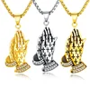Prayer hand Bible Buddha virgin Mary Jesus charms pendant Lucky Necklace stainless steel jewelry accessory scriptures