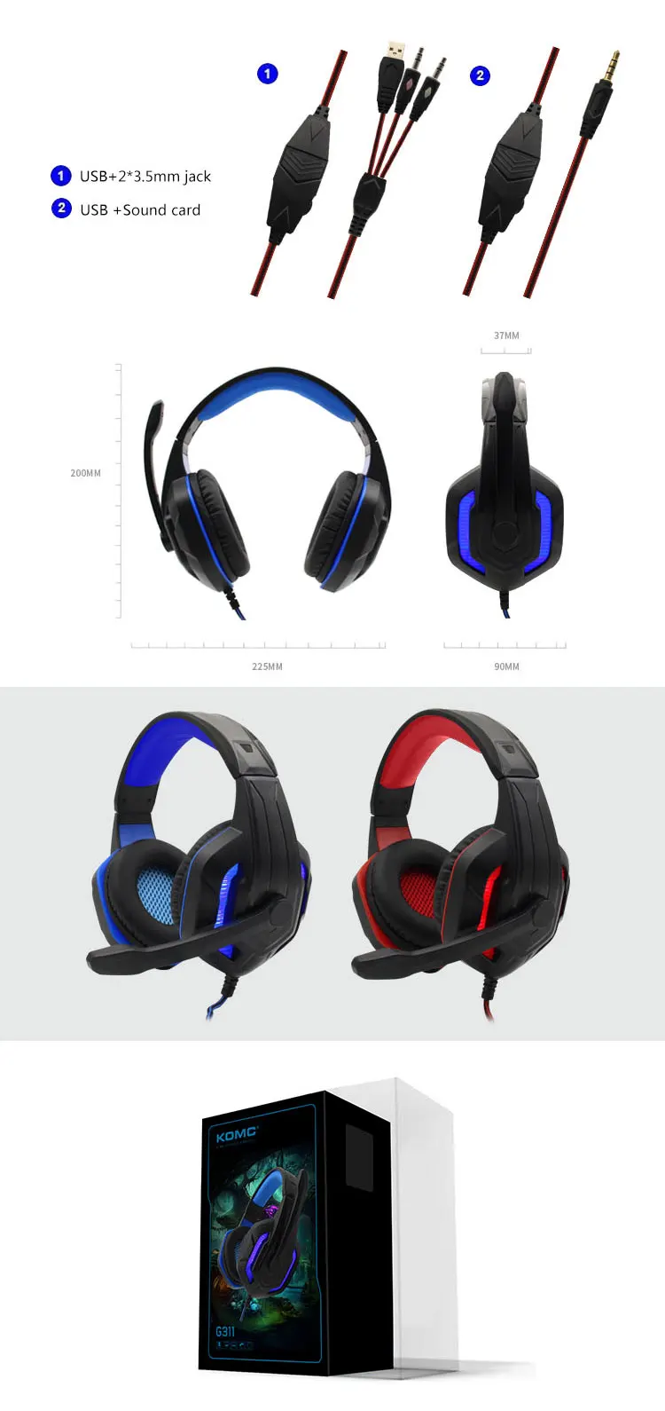 Best Stereo Computer Glowing Gaming Headset Headphone with Microphone