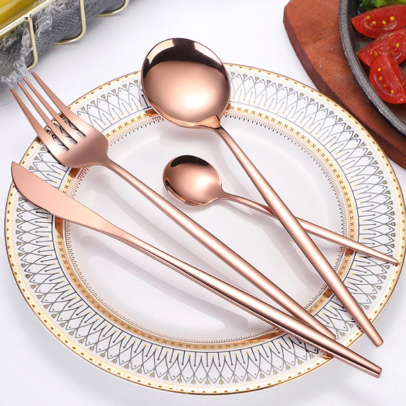 Electroplated Food Grade Stainless Steel Fork and Spoon Cutlery Flatware Sets