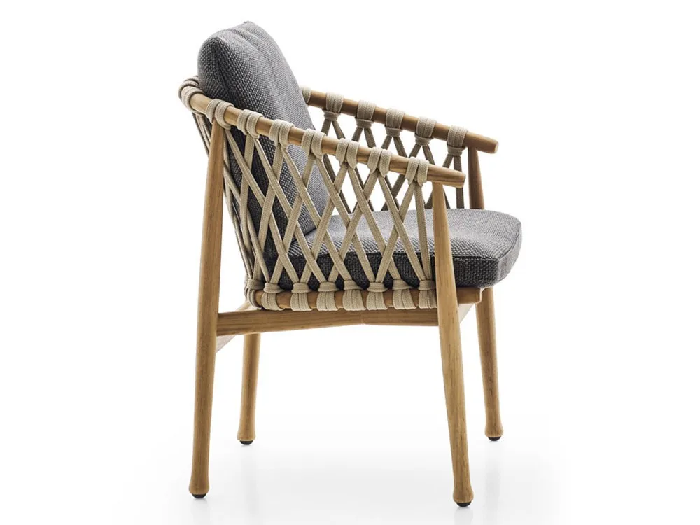 Dining Table And Dining Chair With Natural Teak Wood Tops And