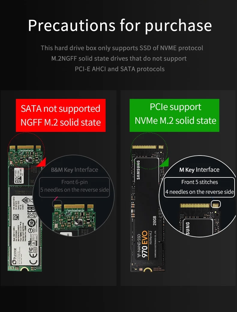 Aluminum M.2 Nvme Ssd Enclosure For Storage Hard Disk With M Key Gen 2 ...