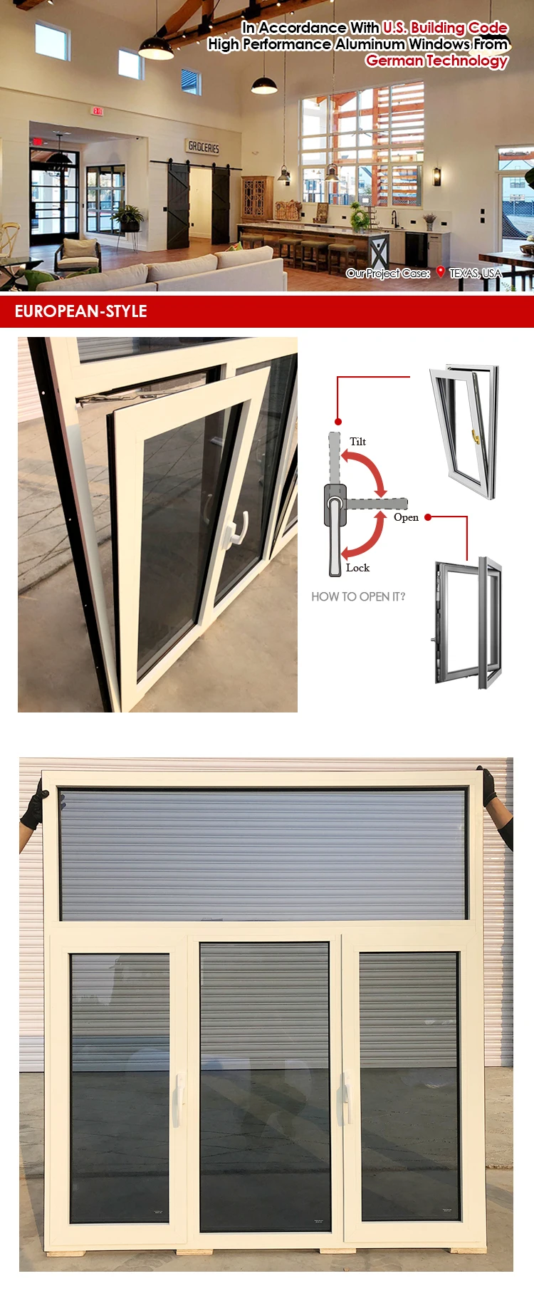 China window manufacture NFRC CE Certified Dual Action Tilt-Turn  design cheap window