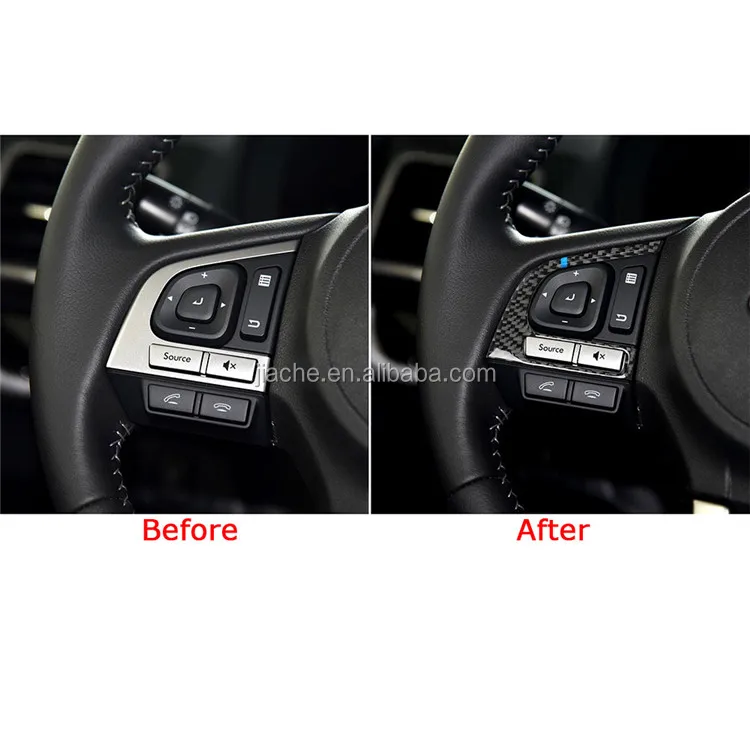 3*Real Carbon Fiber Steering Wheel Button Trim For Subaru Forester 2016-2018