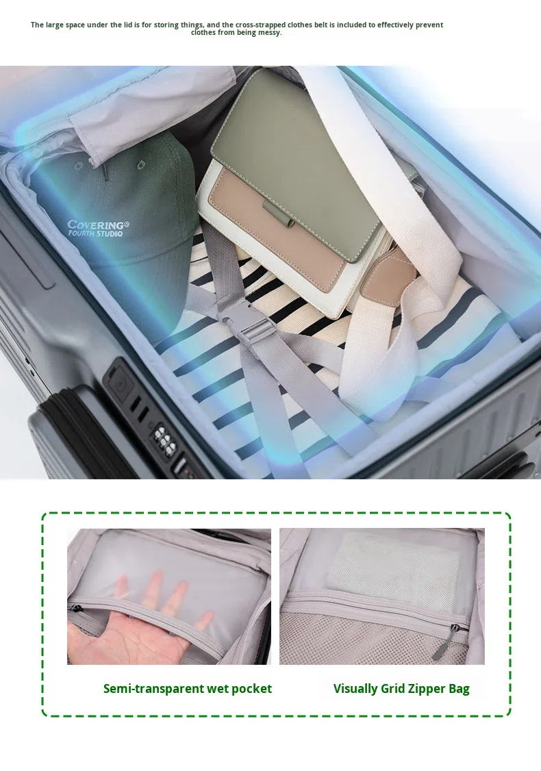 20 Inch Durable ABS+PC Frame Modern Fashionable Suitcase Carry on Luggage TSA Lock Dual Front Opening Silent 360 Degree Wheels factory