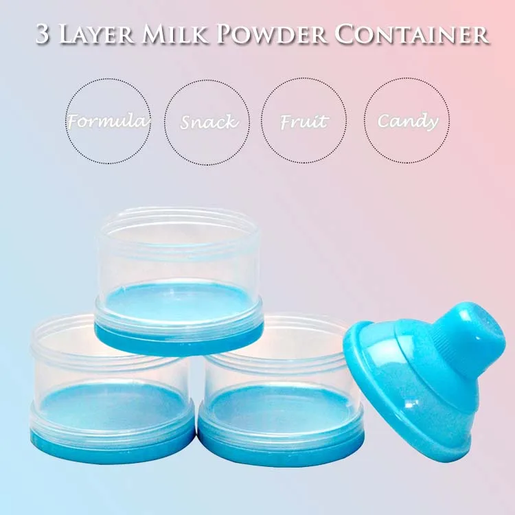 Naisde Baby Milk Powder Rice Noodle Snack Storage Box Baby Milk Powder Dispenser 5 Layer Snack Formula Containers Box for Travel Blue