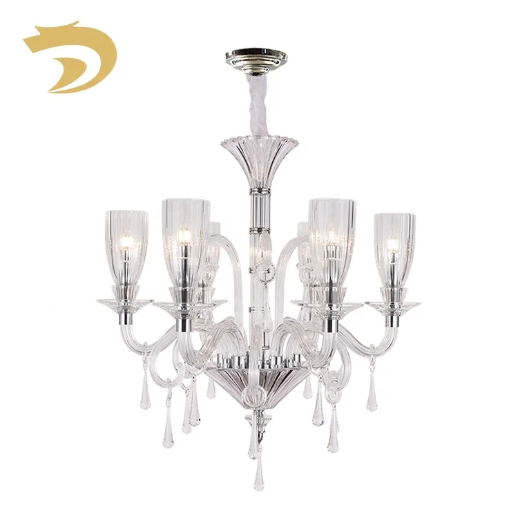 High quality clear glass cristal lamp shade interior hall luxury hotel banquet hall stairwell led chandelier