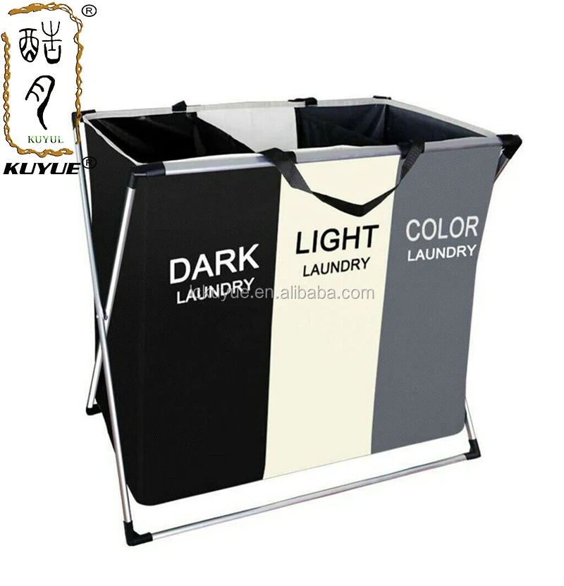 Foldable Dirty Laundry Basket Organizer Three Grid Home Laundry Hamper Sorter
