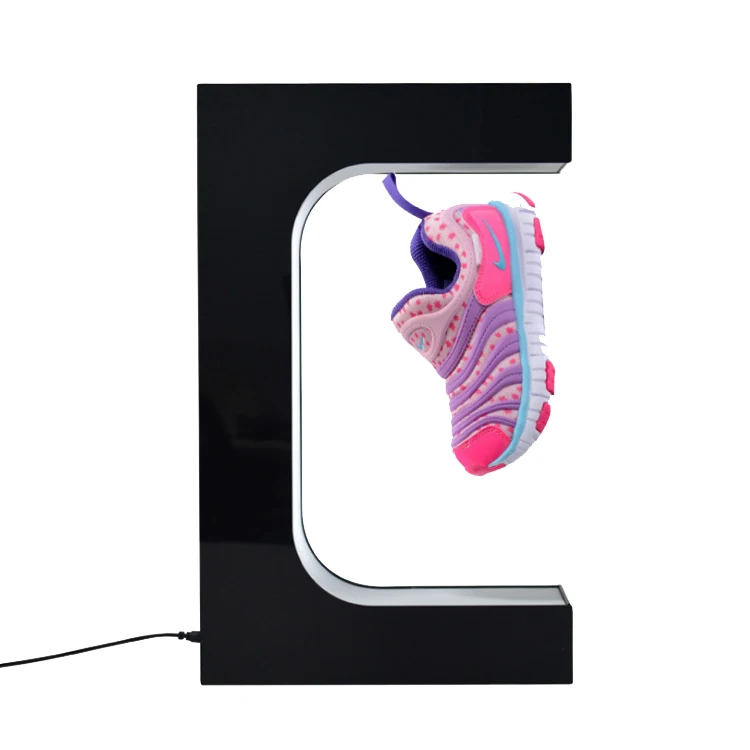 Online shopping custom logo 3d led light men women sport shoes  acrylic magnetic rotating shoe display
