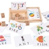 High Quality DIY Wooden Toys For Kids Education Words Building Blocks With Cards