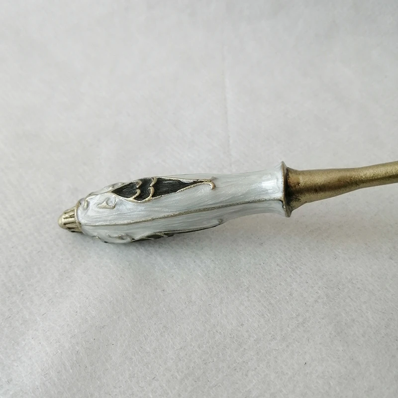 Antique Brass White Pearls Jeweled Metal Zinc Alloy Candle Snuffer