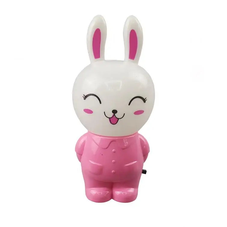 hot sale OEM W124 pink rabbit lamp switch plug in led night light For Baby Bedroom wall decoration child gift