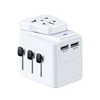 Fast shipping travel plug with 2 usb universal adapter 3 pole world travel adapter for more than 200 countries to use
