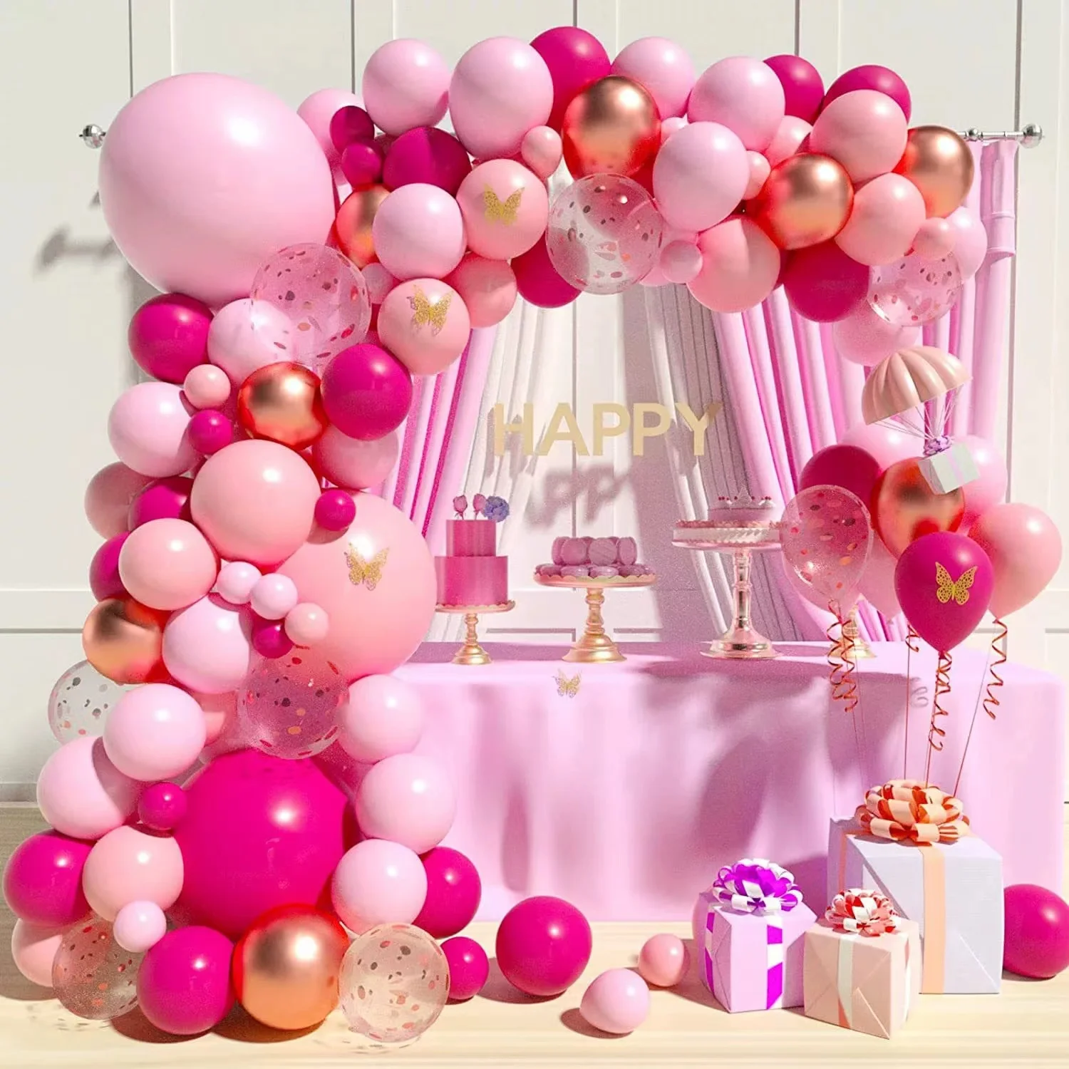 154pcs Pink Balloon Garland Arch Kits For Wedding Room Decoration ...