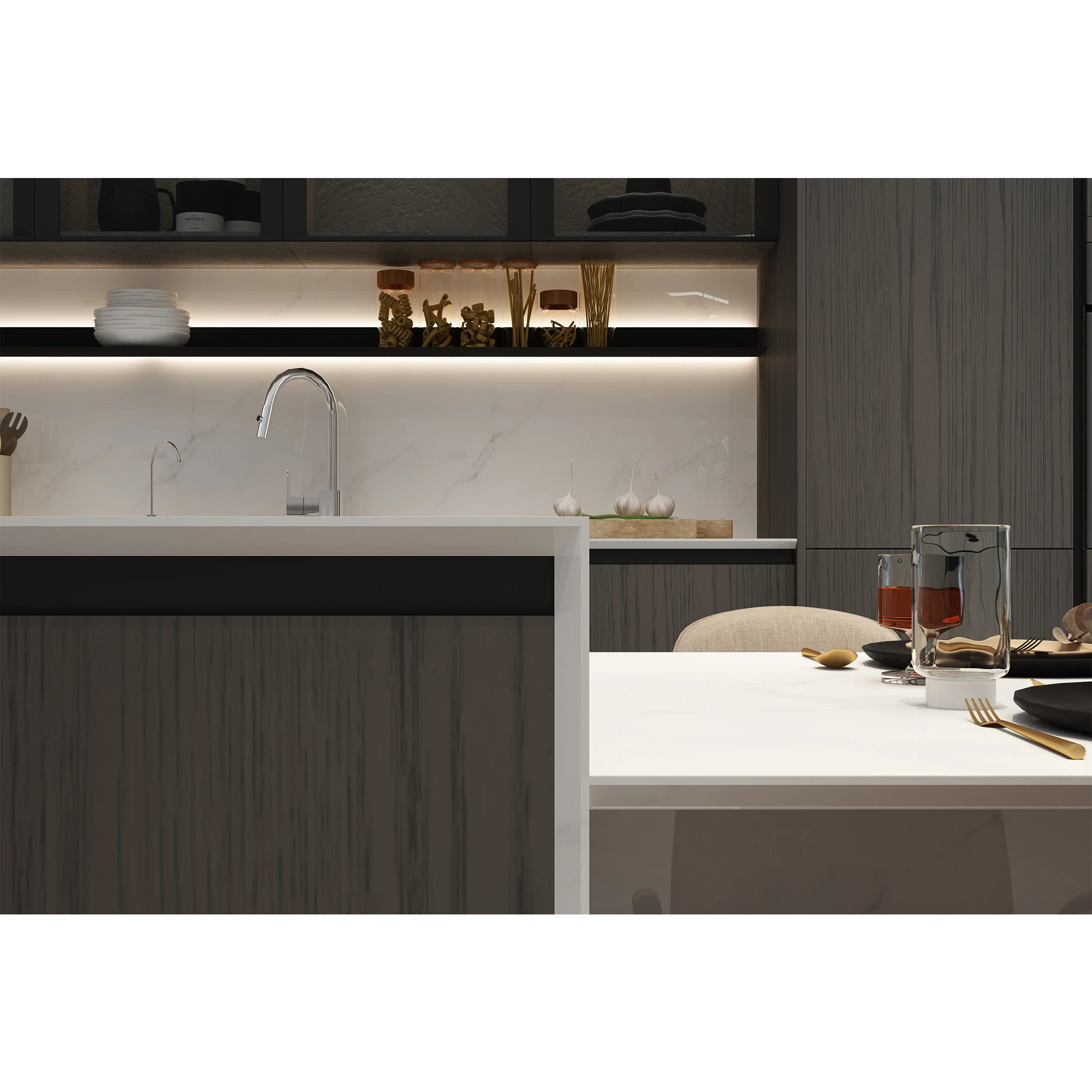 Lujo Moderno Gabinete De Cocina De Alto Brillo Diseño Color Foshan