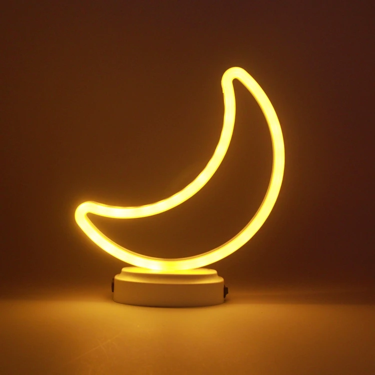 Crescent Moon Shape Led Neon Sign Light with holder For Xmas Party Wedding Decoration