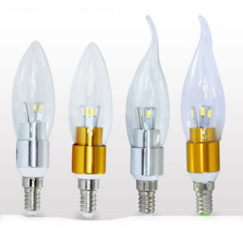 Smd high brightness indoor home decorative bombilla energy saving lamp E14 E27 3w 5W chandelier lighting clear led candle bulb