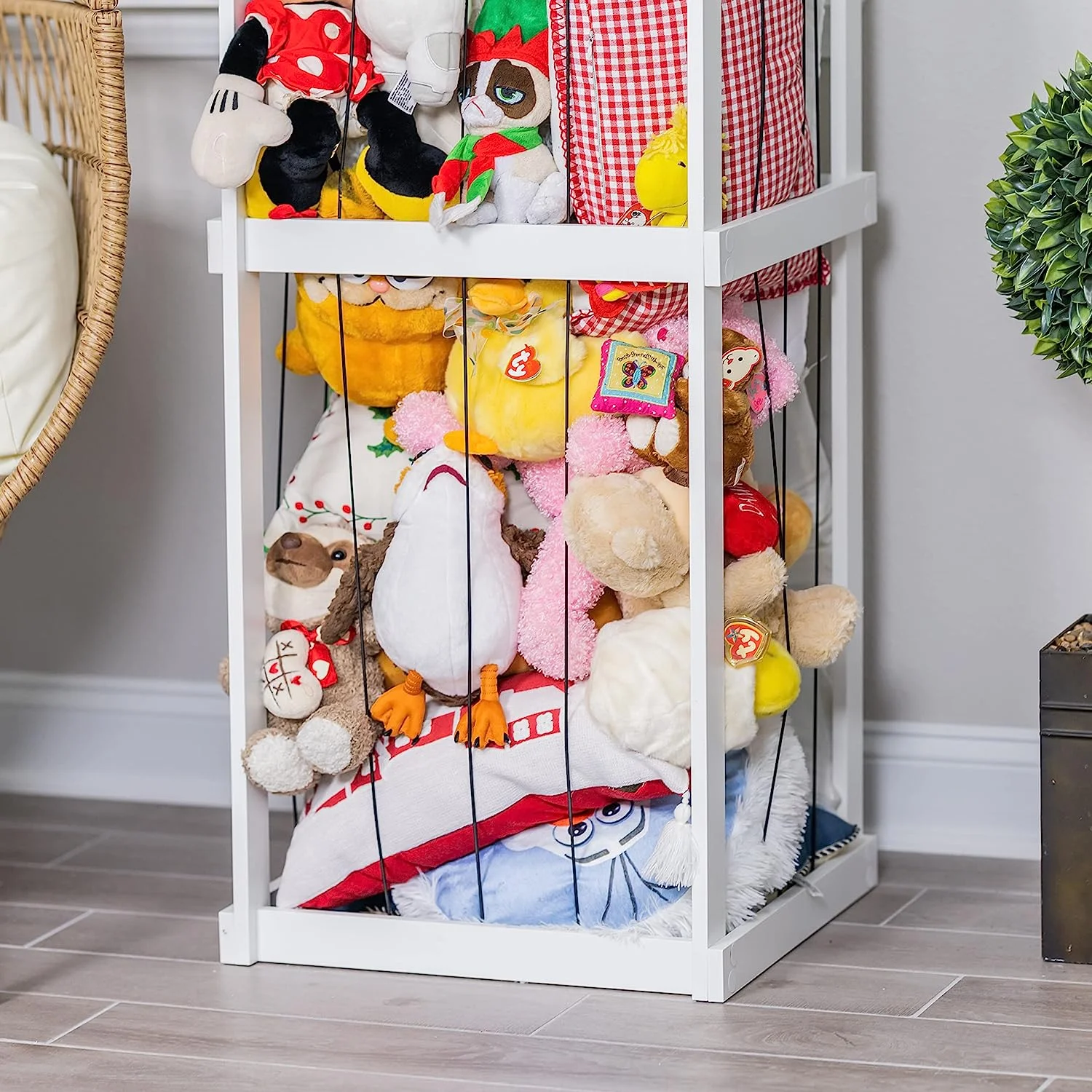 Stuffed Animal Storage Wood Zoo Animals Toy Holder Cage Organizer Ball