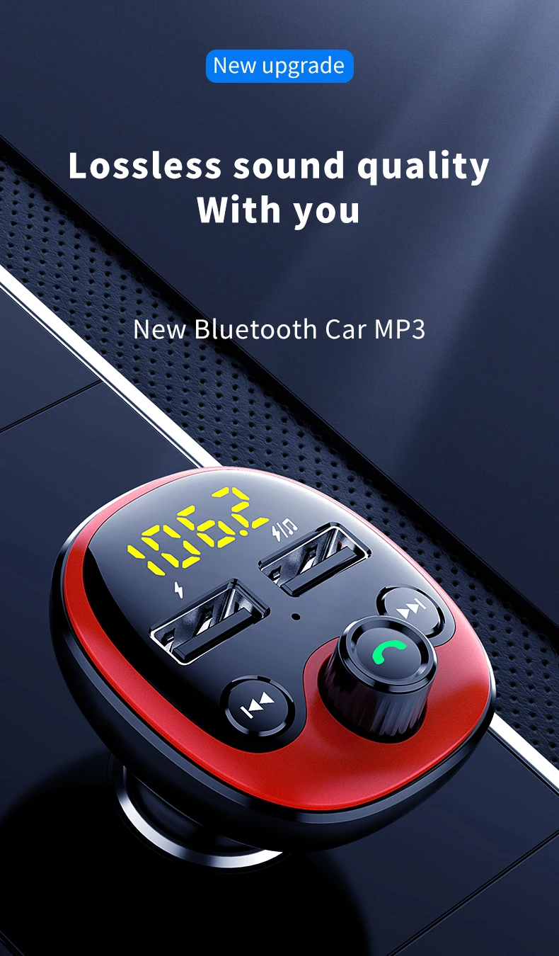 BT21 2019 the newest bluetooth car MP3 player 3.1A quick charger A2DP music playing 2 port usb car charger 12v/24v