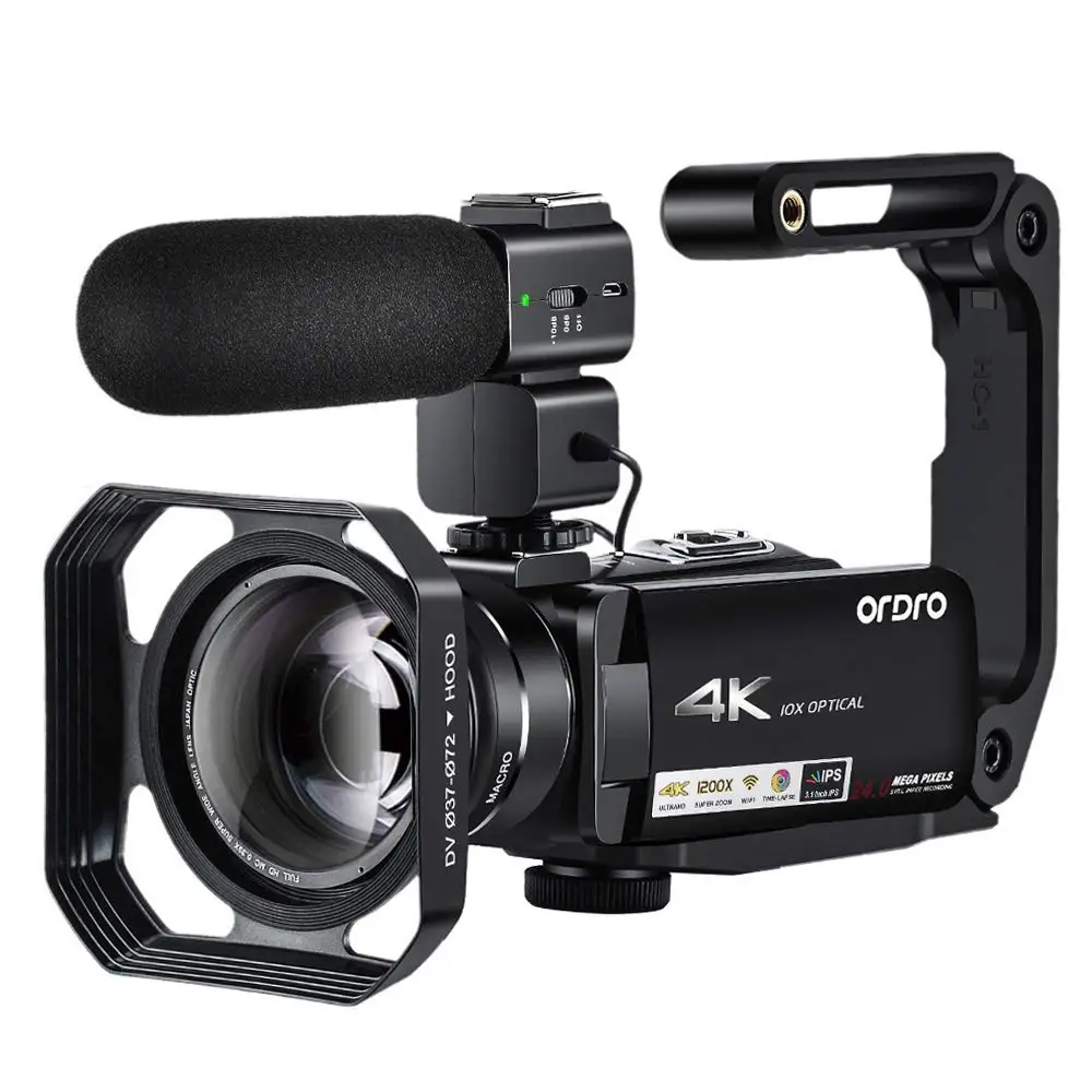 
AC7 4K UHD10X Optical Zoom Wifi Camcorder Vlog Interview Wedding Video Camera 