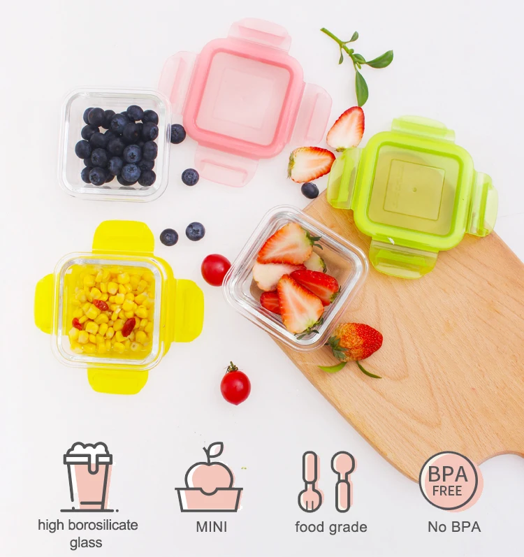 Bpa Free Mini Glass Baby Food Storage Container Lunch Box Microwave