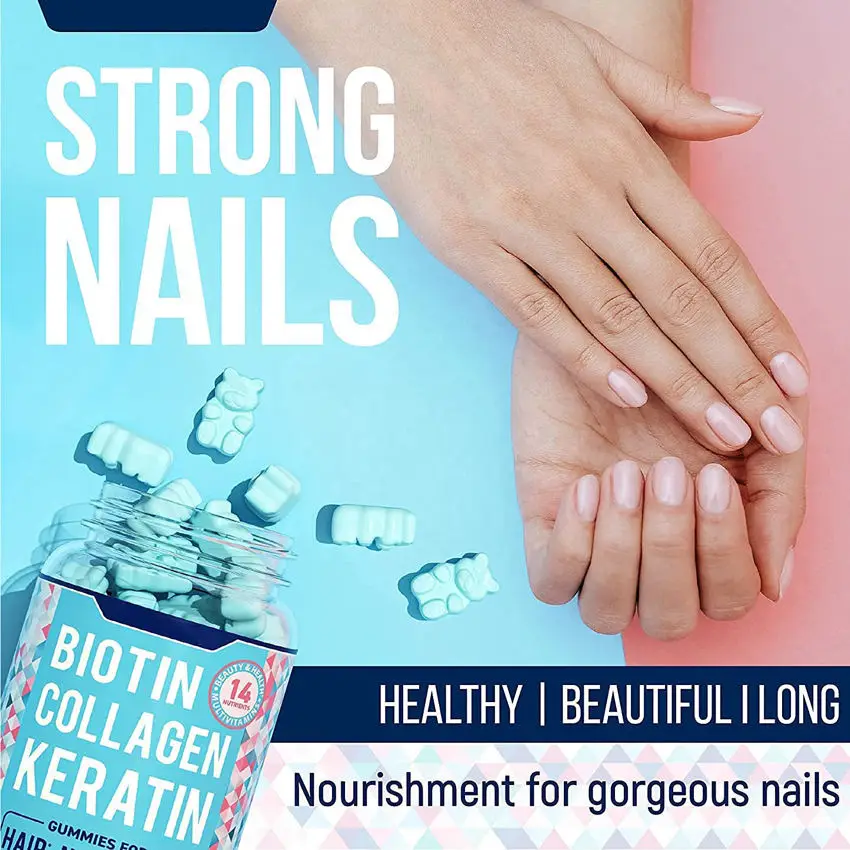 Private Label Vitamin And Supplements Bear Vegan Biotin Collagen Gummies  Hair Skin Nails manufacture