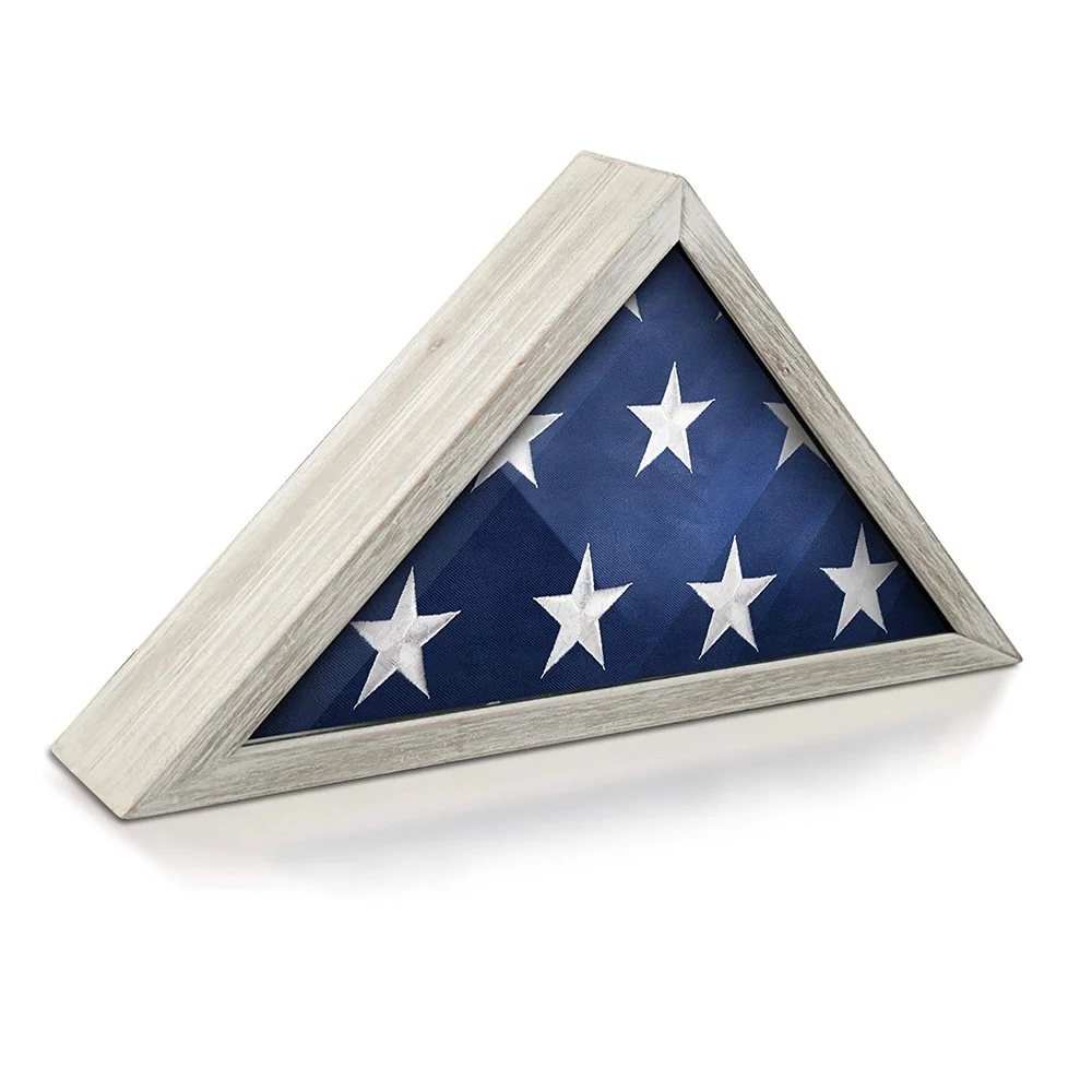 
Amazon best seller 5x9 rustic white wood american burial casket military veteran memorial flag shadow box display case 