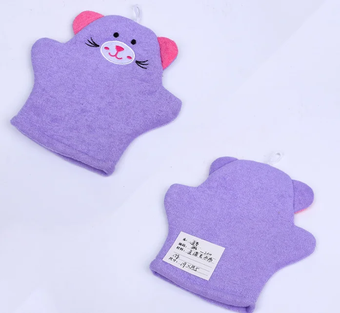 Animal Shape Cotton Mitt Puppet Wash Cloth Bath Brush Bath Gloves For