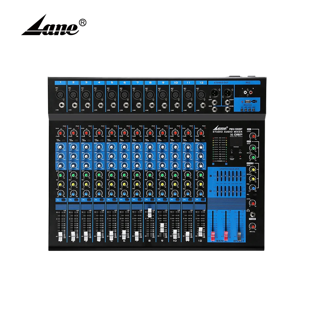 Lane PMX-1202BT 12 Channel Live USB & Bluetooth 5.0 Audio Mixer