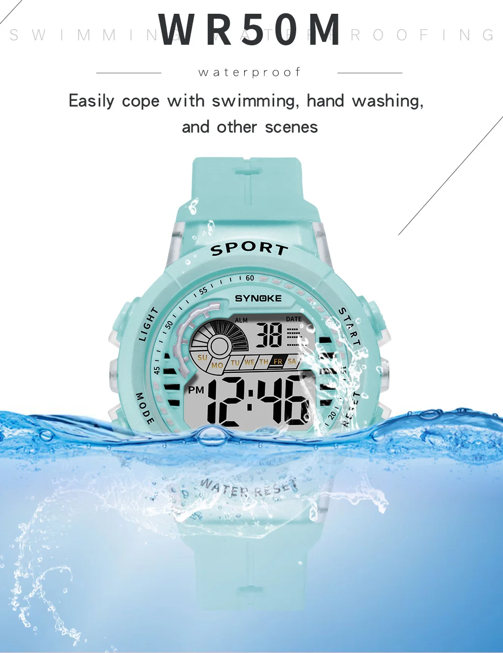SYNOKE children cute watches 9631 silicone PU band kids gift watch waterproof watches