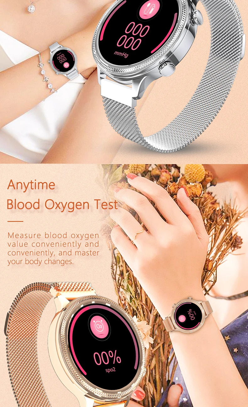 2020 Fashion Lady Smart Watch M3 Heart Rate Blood Pressure Oxygen Full Touch Waterproof Women Similar KW10 KW20 DT96 Smartwatch