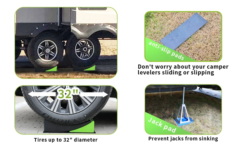 S202 Rv Leveler,Camper Leveling Blocks 2 Packs For Dual Axle Tandem