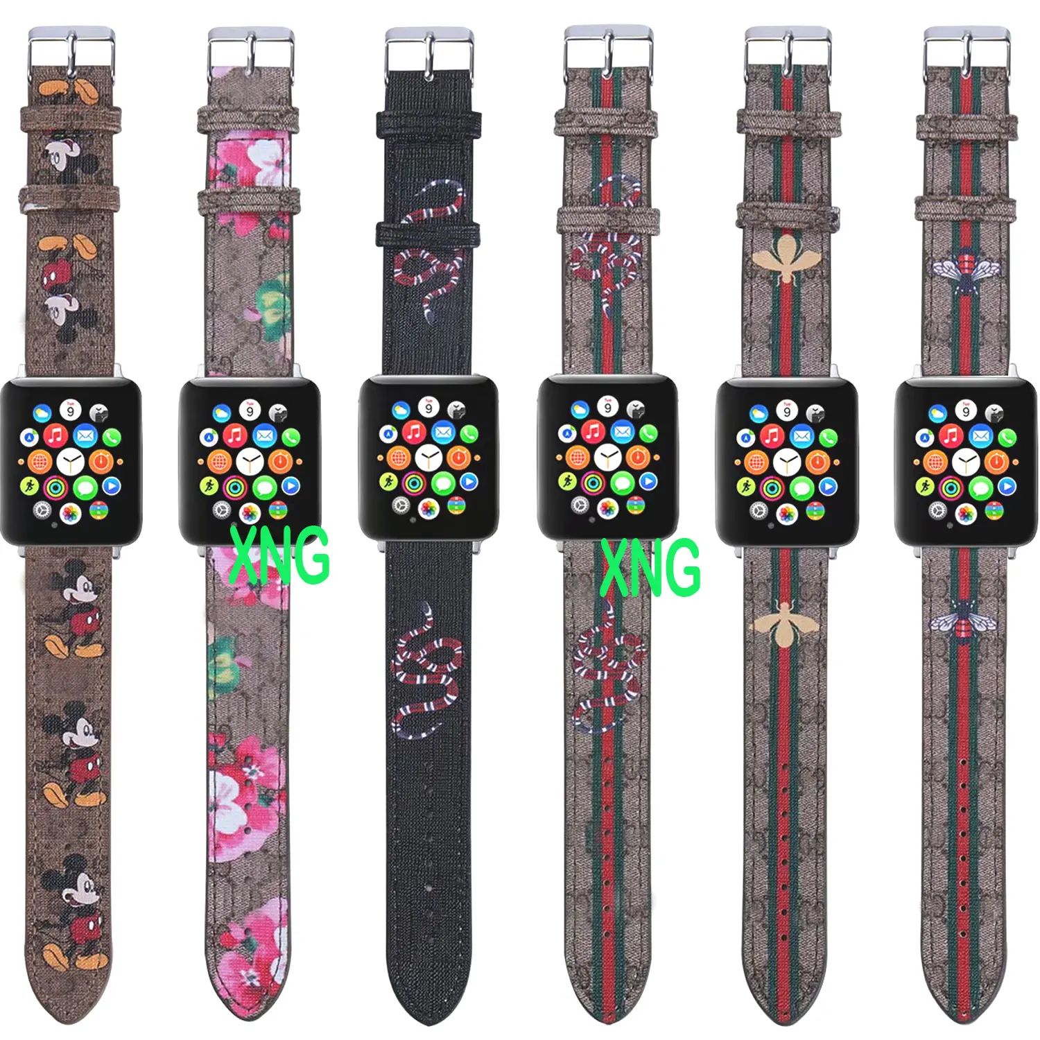 

Luxury watch band Leather For Apple iWatch series 6 5 4 32 44mm 42mm 38mm 40mm vintage men brand luxury apple watch band strap