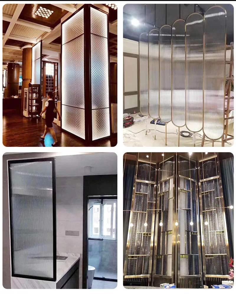 Customized Shower Screen Pattern Glass Fluted Ribbed Pattern Glass