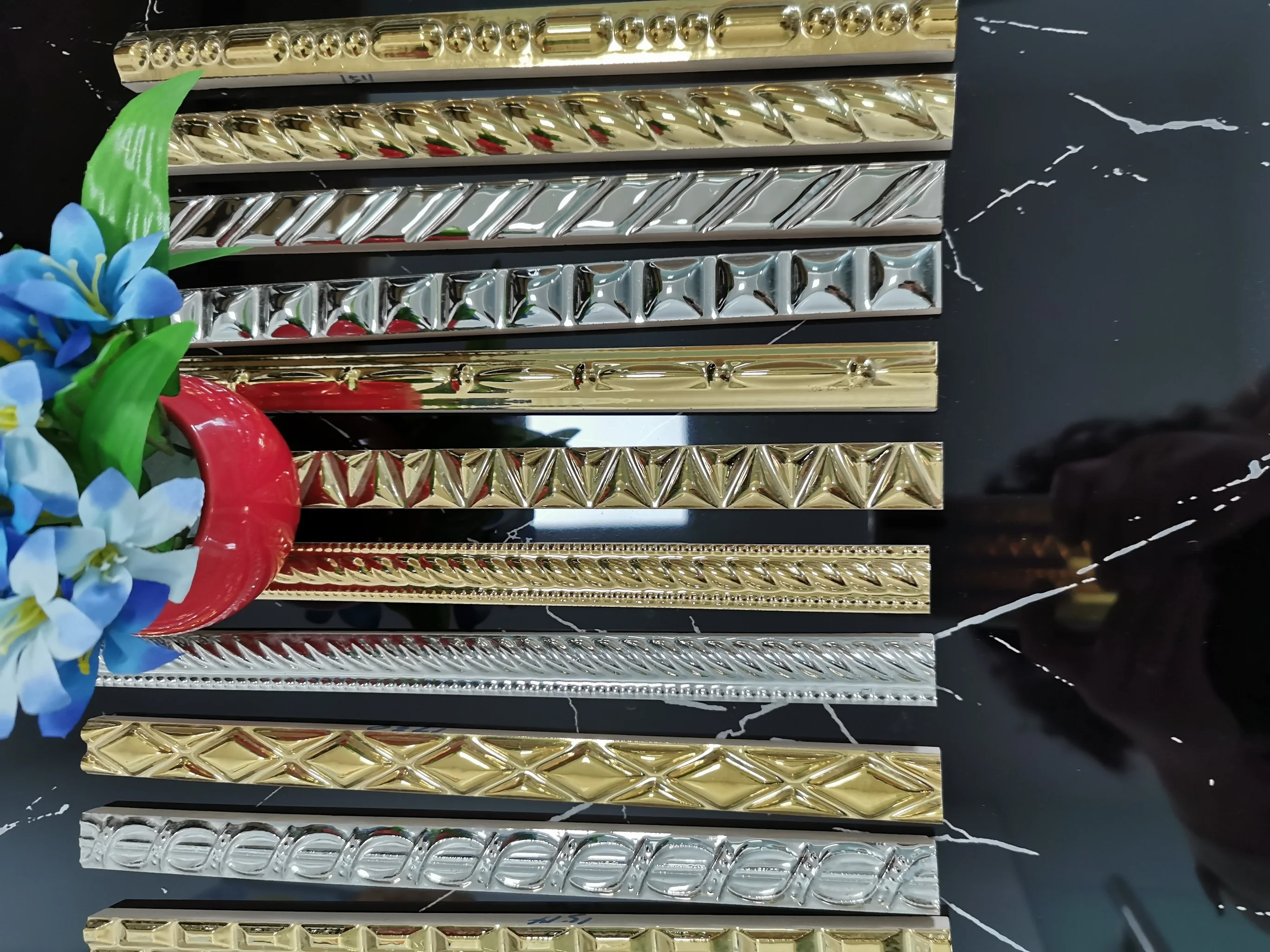 2x60cm Decorative Golden Pencil Ceramic Border Tile For Bathroom Buy