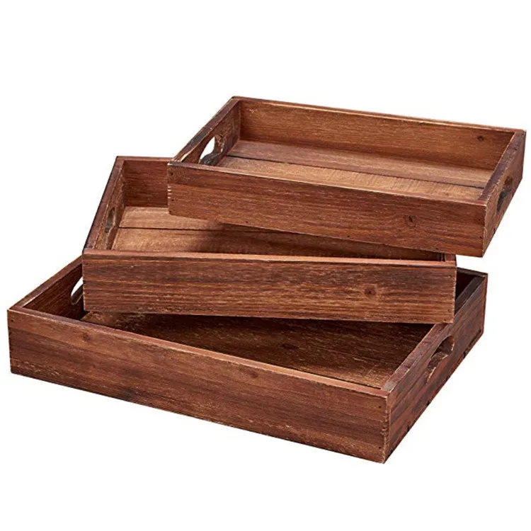 wooden serving trays stackable