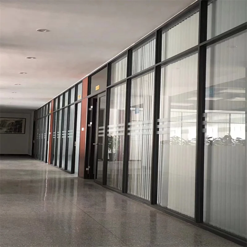 product integrated single glass partition with 80mm wall thickness  50mm aluminum frame   for offices schools hospitals-4