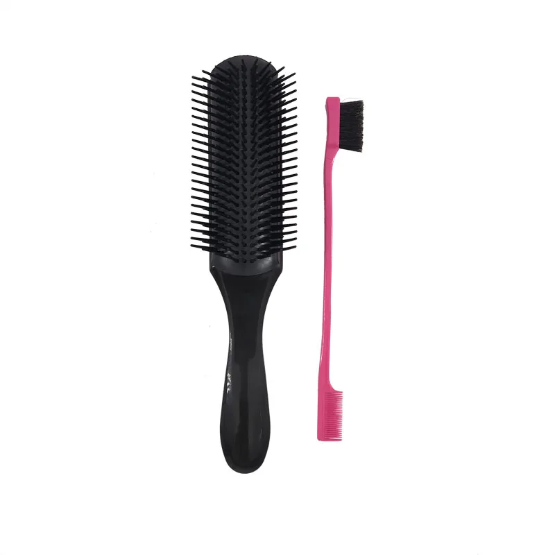 Edge Control Brush 9 Row Cushion Nylon Bristle Denman Brush Detangler
