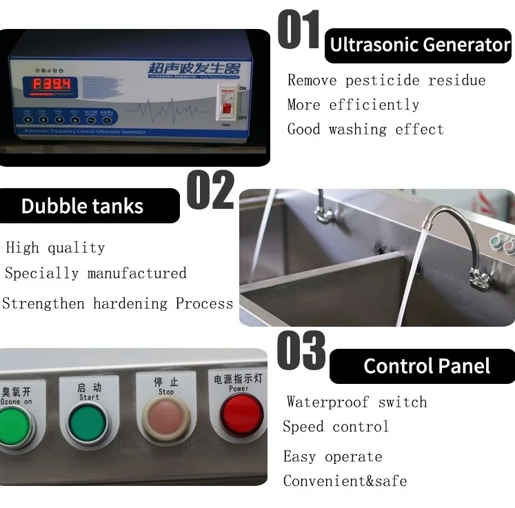 Hotel kitchen two tanks vegetable and fruit washing machine ozone fruit and vegetable washer