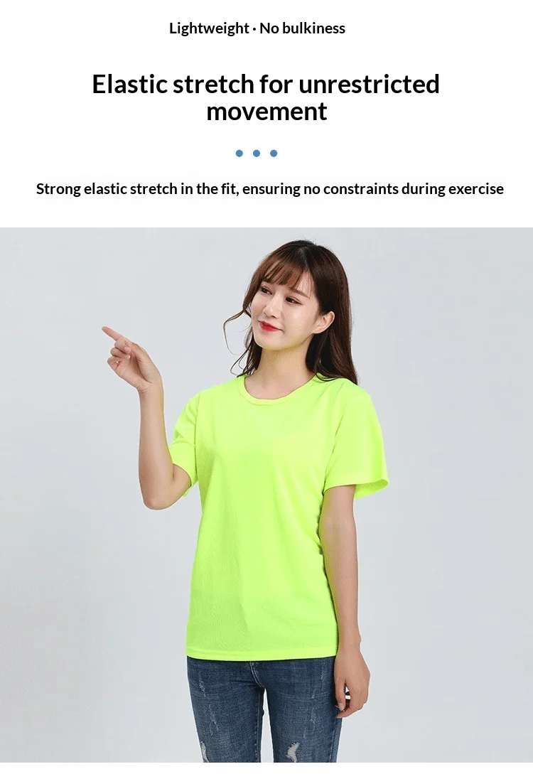 Lesgazers Quick-drying Solid Vintage Polyester/Spandex T-shirt Custom-printed Logo Marathon Running Group Crewneck Short-sleeved