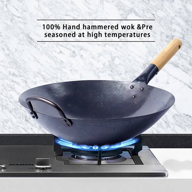 Carbon Steel Wok With Wooden Handle Steel Chinese Wok Buy Chinese