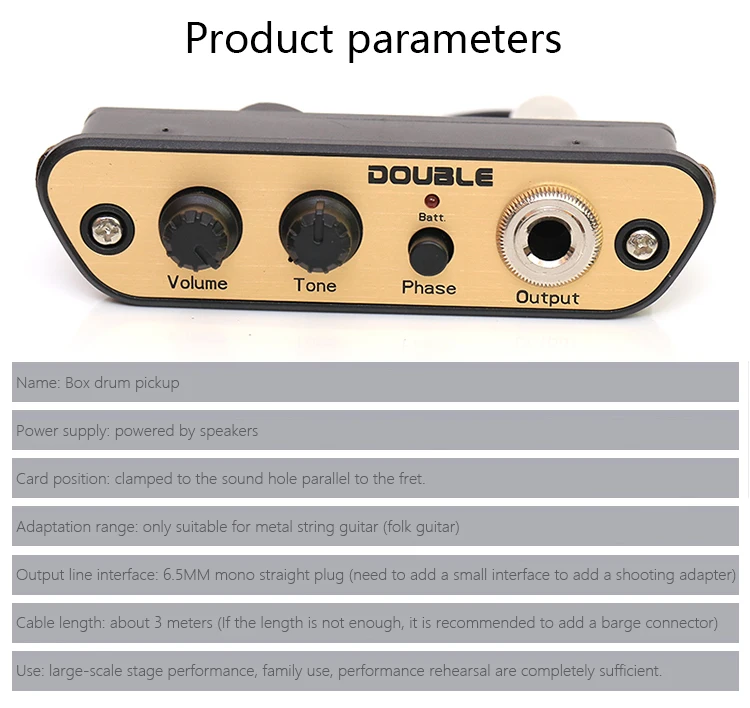 Double Cj01/cj01l Cajon Box Drum Sound Hole Microphone Pickup No Need