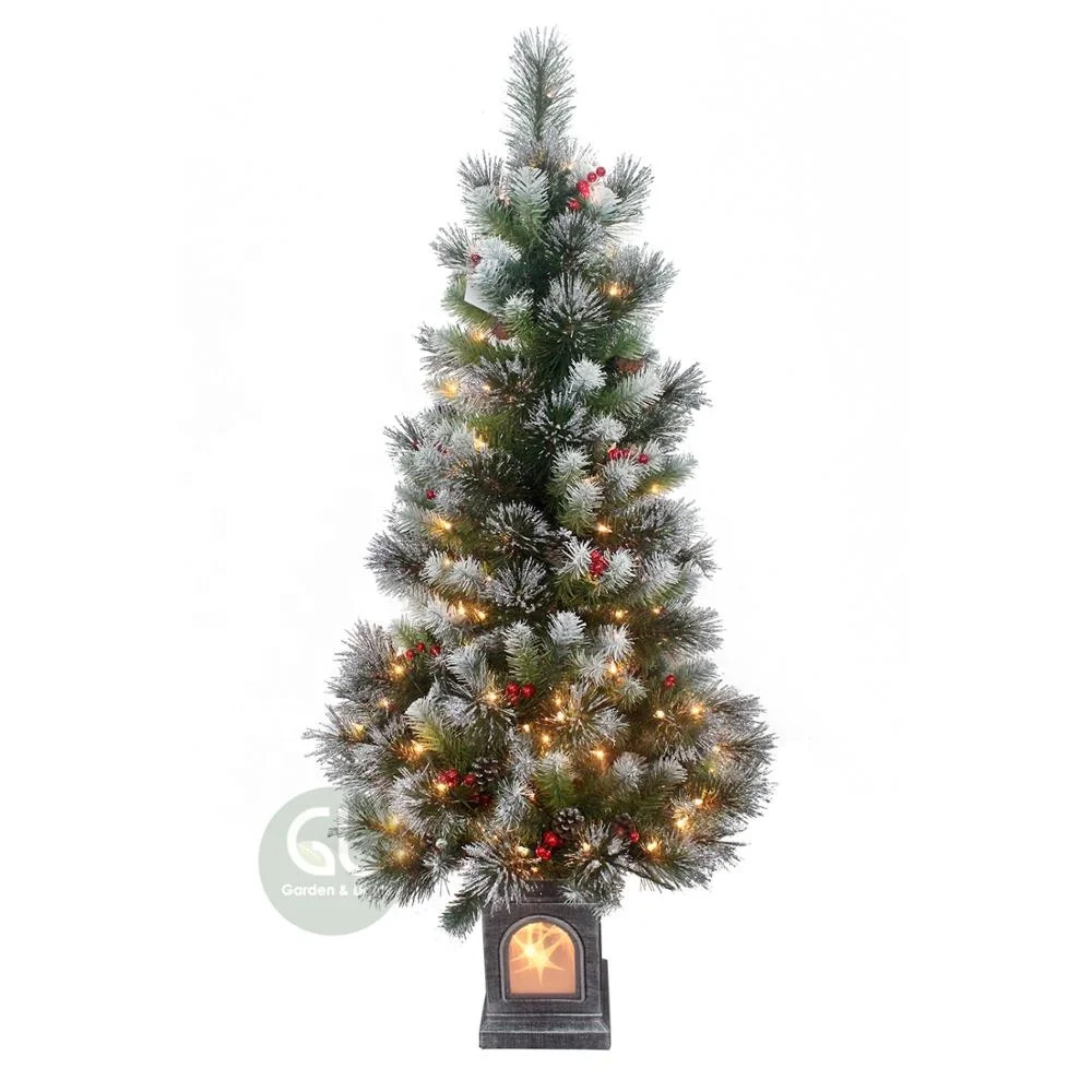 High Quality Lighted Green Potted Christmas Tree,Snow Needle Pine