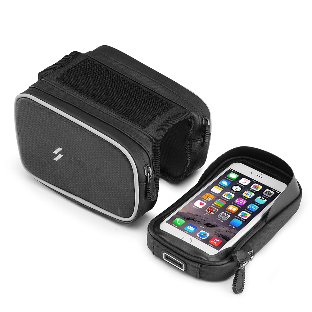 6.2-inch PU Fabric Carbon Fiber Grain TPU Touch Screen Cycling Bag Waterproof Bag