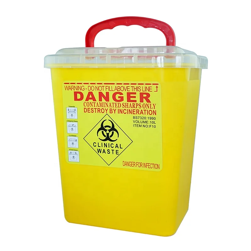 Syringes Disposal Portable 10l Medical Disposable Sharp Container For