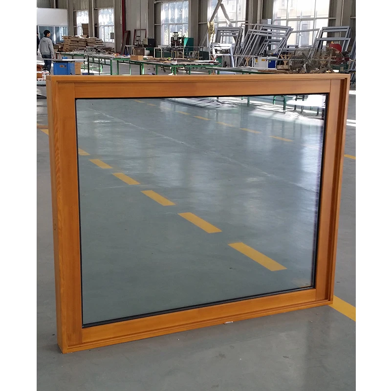 Top quality big size fixed type with divided grills aluminum cladding wood windows