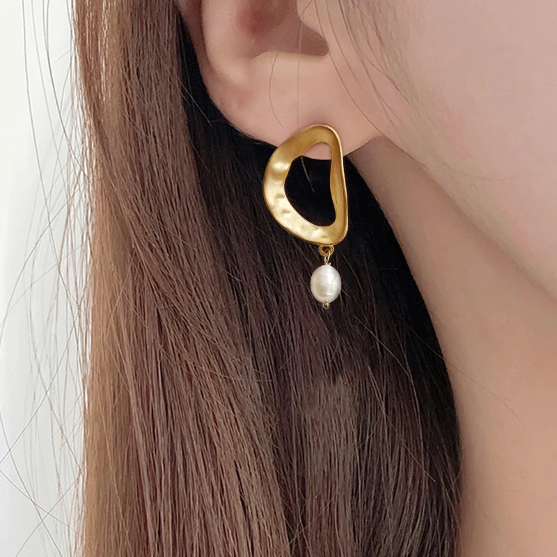 Irregular Shape Baroque Freshwater Pearl Drop Earrings 925 Sterling ...