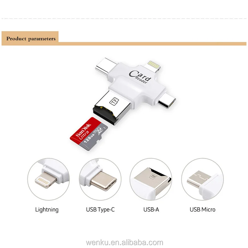 4 in 1 mini Pendrive Card Reader OTG Factory Price Type-C Usb for phone Android magnetic Smart Card Reader With TF/SD - ANKUX.COM